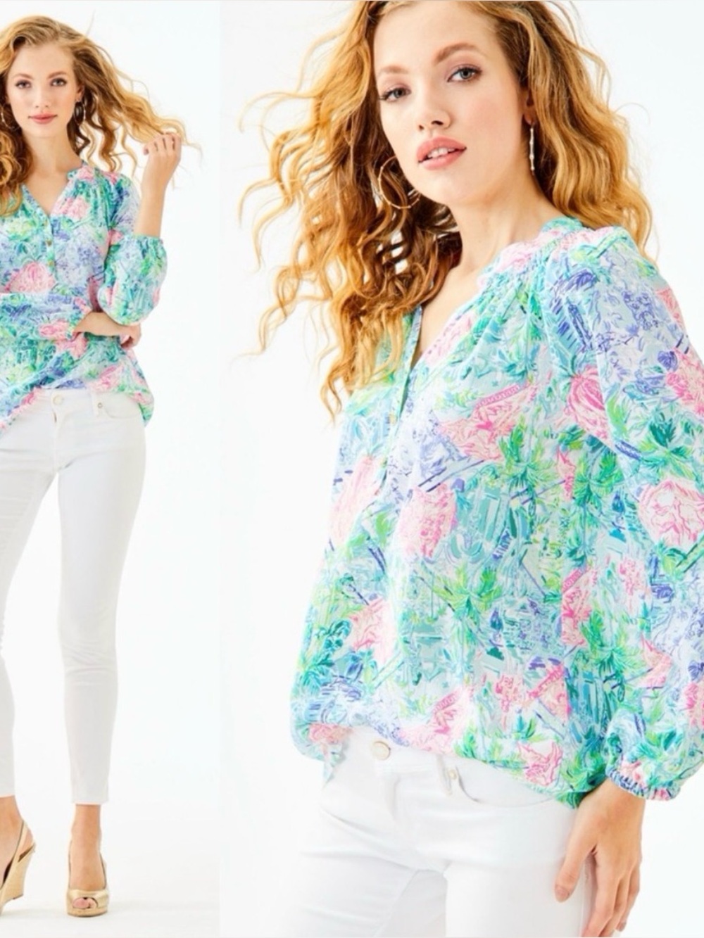 Lilly Pulitzer Elsa Silk Top, Bohemian Queen, Size M‎